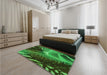 Machine Washable Transitional Dark Forest Green Rug in a Bedroom, wshpat298grn