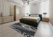 Patterned Gray Rug in a Bedroom, pat298gry