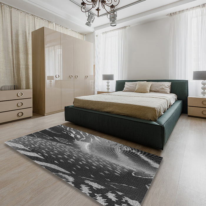 Patterned Gray Rug in a Bedroom, pat298gry