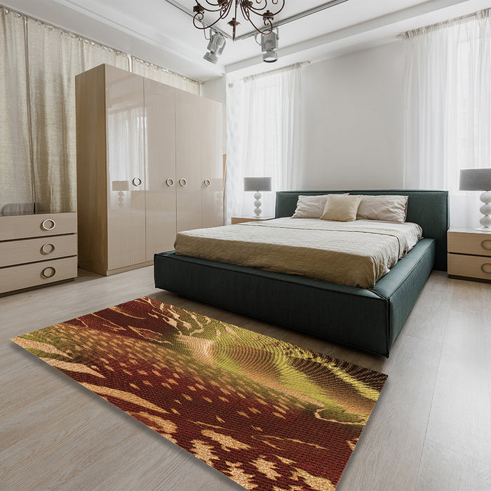 Patterned Maroon Red Rug in a Bedroom, pat298org