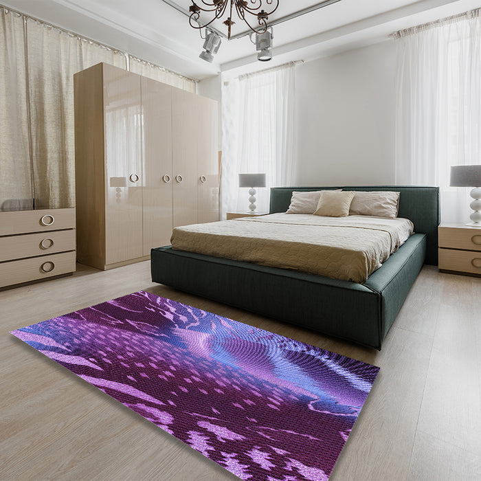 Patterned Purple Rug in a Bedroom, pat298pur