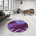 Round Patterned Purple Rug in a Office, pat298pur