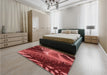 Patterned Cranberry Red Rug in a Bedroom, pat298rd