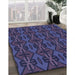 Patterned Slate Blue Rug in Family Room, pat2980blu