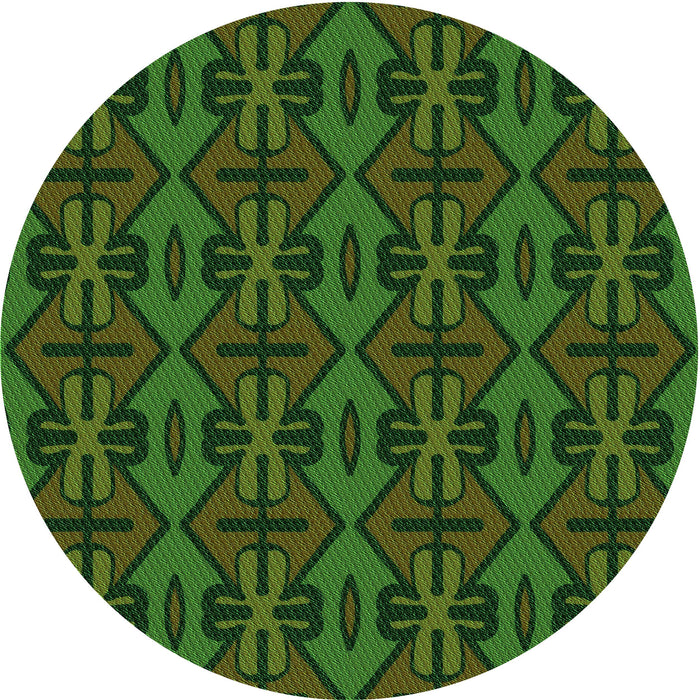 Square Patterned Dark Lime Green Rug, pat2980grn