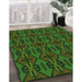 Patterned Dark Lime Green Rug in Family Room, pat2980grn