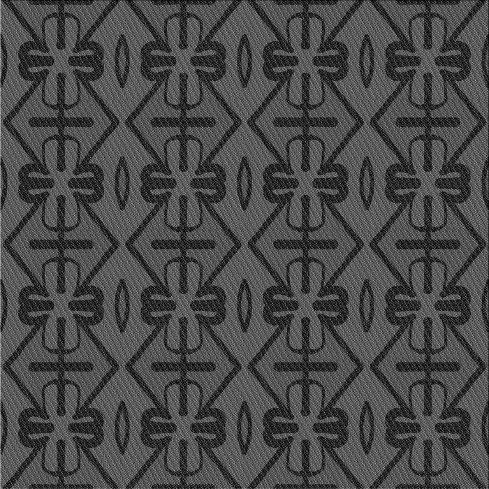 Round Patterned Charcoal Black Rug, pat2980gry