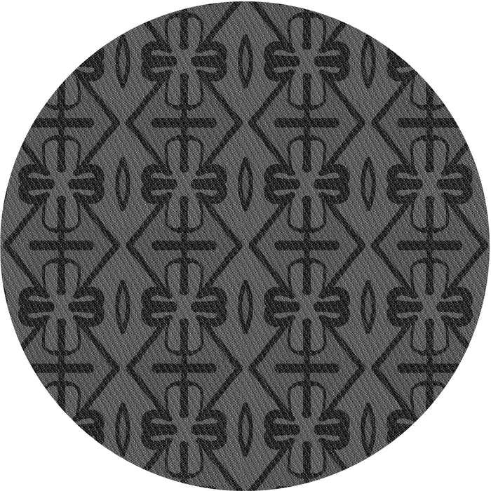 Square Patterned Charcoal Black Rug, pat2980gry