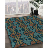 Patterned Dark Coffee Brown Rug, pat2980lblu
