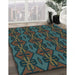 Patterned Dark Coffee Brown Rug in Family Room, pat2980lblu
