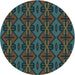 Square Patterned Dark Coffee Brown Rug, pat2980lblu