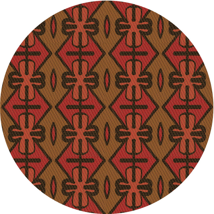 Square Patterned Mahogany Brown Rug, pat2980org