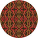 Square Patterned Mahogany Brown Rug, pat2980org