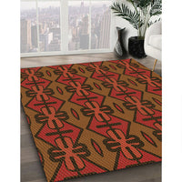 Patterned Mahogany Brown Rug, pat2980org