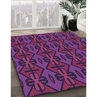 Patterned Magenta Pink Rug, pat2980pur