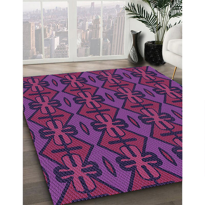 Patterned Magenta Pink Rug in Family Room, pat2980pur
