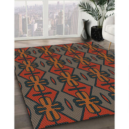 Patterned Brown Novelty Rug in Family Room, pat2980