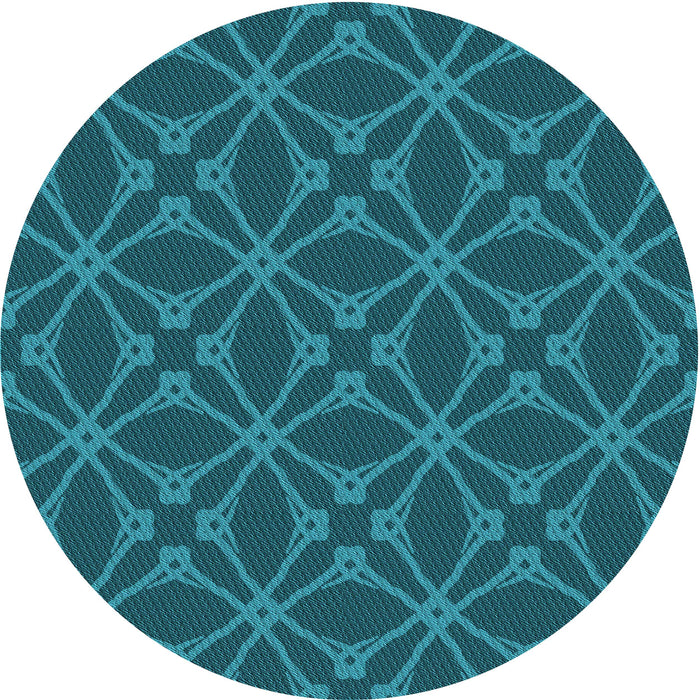Square Patterned Dark Turquoise Green Rug, pat2981lblu