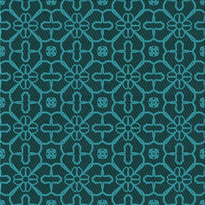 Round Machine Washable Transitional Deep Teal Green Rug, wshpat2982lblu