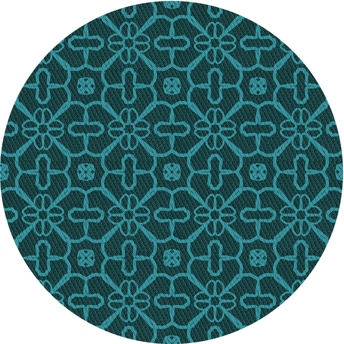 Square Machine Washable Transitional Deep Teal Green Rug in a Living Room, wshpat2982lblu