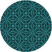 Square Machine Washable Transitional Deep Teal Green Rug in a Living Room, wshpat2982lblu