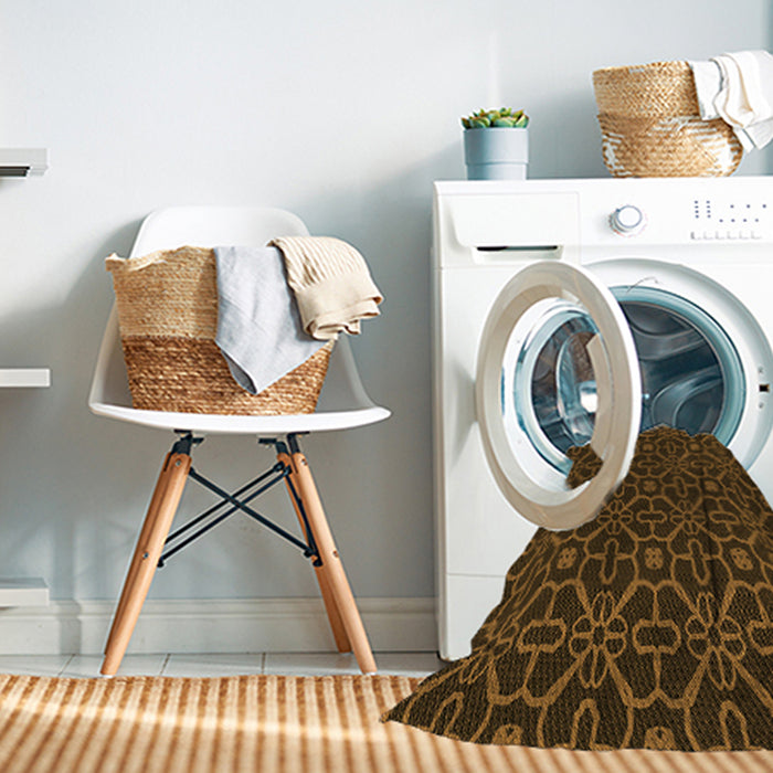 Machine Washable Transitional Black Brown Rug in a Washing Machine, wshpat2982org