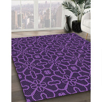 Patterned Dark Orchid Purple Rug, pat2982pur