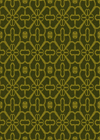 Machine Washable Transitional Dark Yellow Green Rug, wshpat2982yw