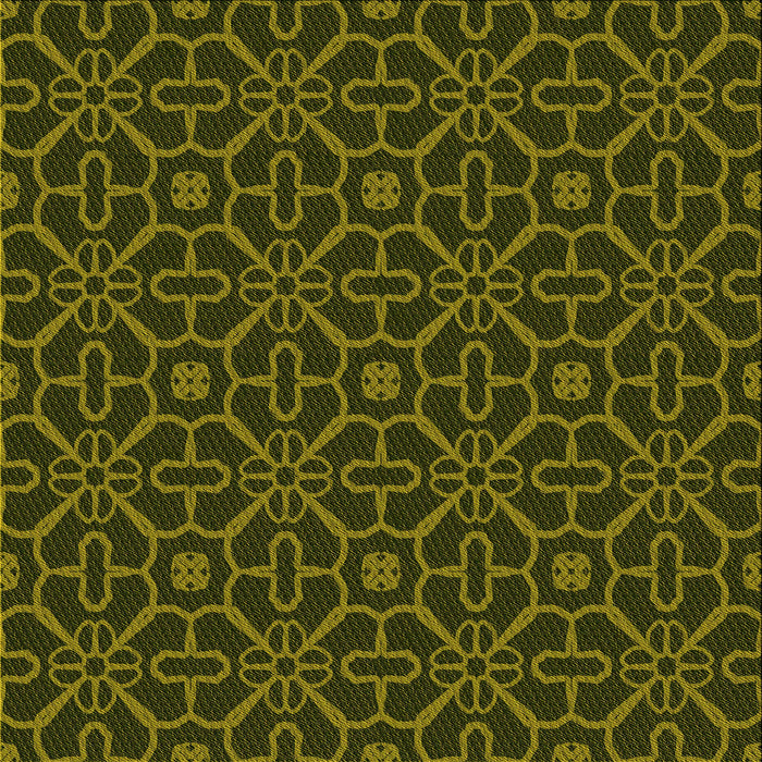 Round Machine Washable Transitional Dark Yellow Green Rug, wshpat2982yw