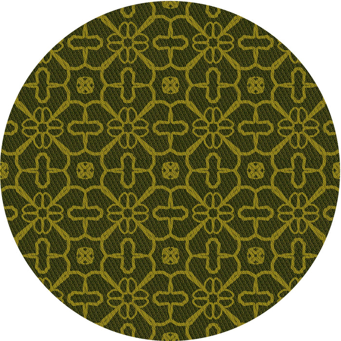 Square Machine Washable Transitional Dark Yellow Green Rug in a Living Room, wshpat2982yw