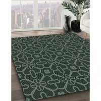 Patterned Grayish Turquoise Green Novelty Rug, pat2982