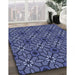 Patterned Blue Rug in Family Room, pat2983blu