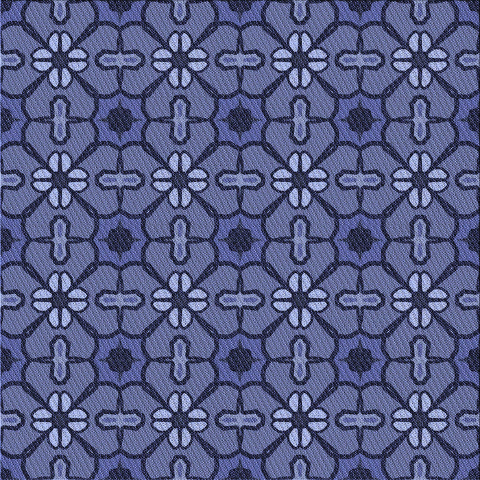 Round Patterned Blue Rug, pat2983blu