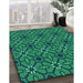 Machine Washable Transitional Spring Green Rug in a Family Room, wshpat2983lblu