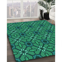 Patterned Spring Green Rug, pat2983lblu