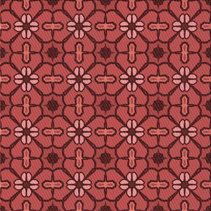 Round Patterned Red Rug, pat2983rd