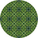 Square Machine Washable Transitional Green Rug, wshpat2983