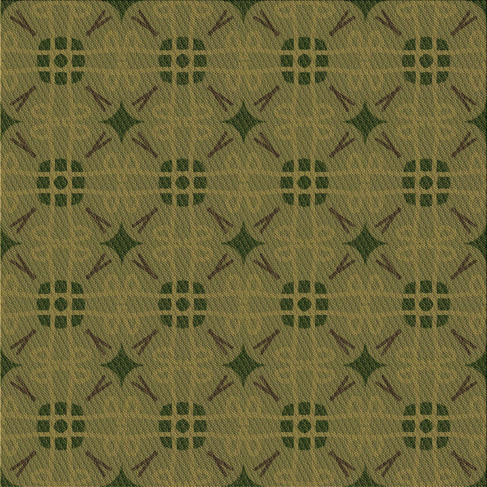 Round Patterned Dark Yellow Green Rug, pat2984brn