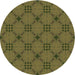 Square Patterned Dark Yellow Green Rug, pat2984brn