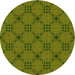 Square Machine Washable Transitional Dark Yellow Green Rug in a Living Room, wshpat2984yw