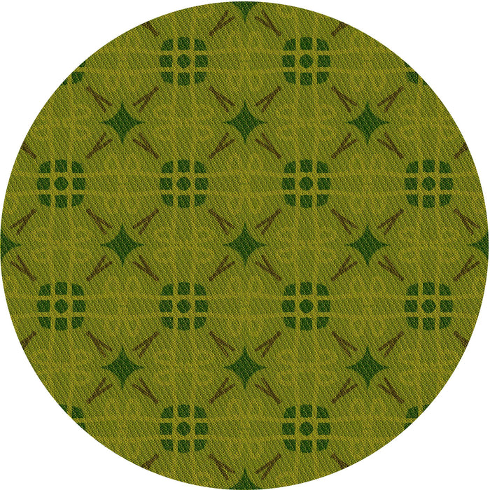 Square Patterned Dark Yellow Green Rug, pat2984yw
