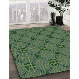 Patterned Green Novelty Rug in Family Room, pat2984