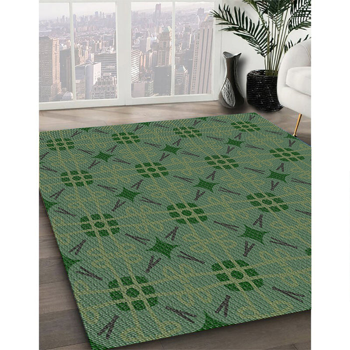 Machine Washable Transitional Green Rug in a Family Room, wshpat2984