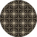 Square Patterned Black Rug, pat2985brn