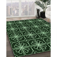 Patterned Black Rug, pat2985grn