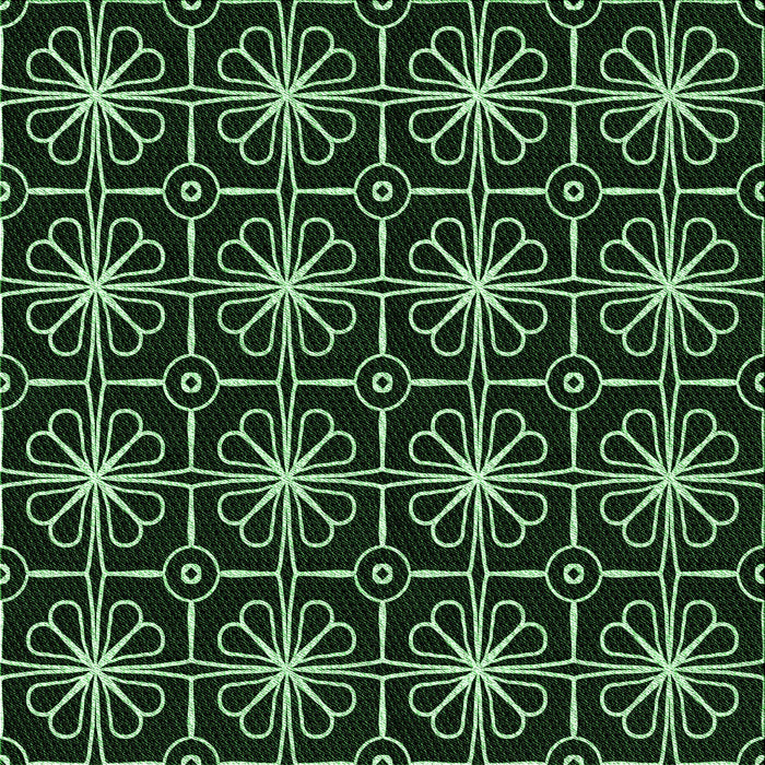 Round Machine Washable Transitional Black Rug, wshpat2985grn