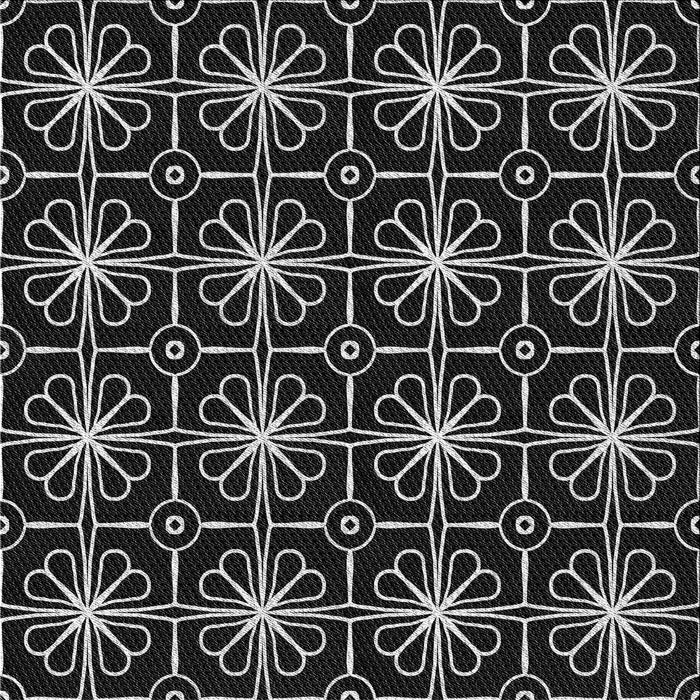 Round Machine Washable Transitional Black Rug, wshpat2985gry