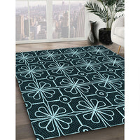 Patterned Black Rug, pat2985lblu