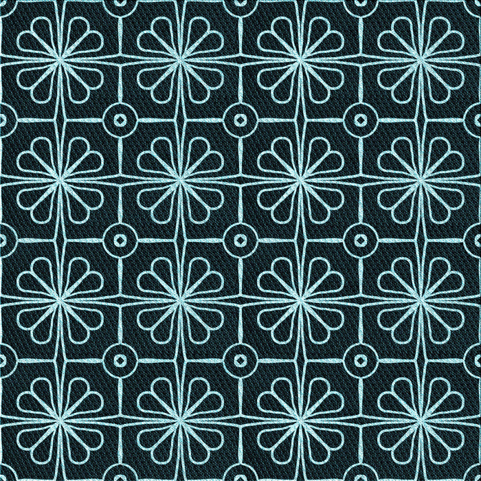 Round Patterned Black Rug, pat2985lblu