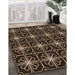 Patterned Black Brown Rug in Family Room, pat2985org